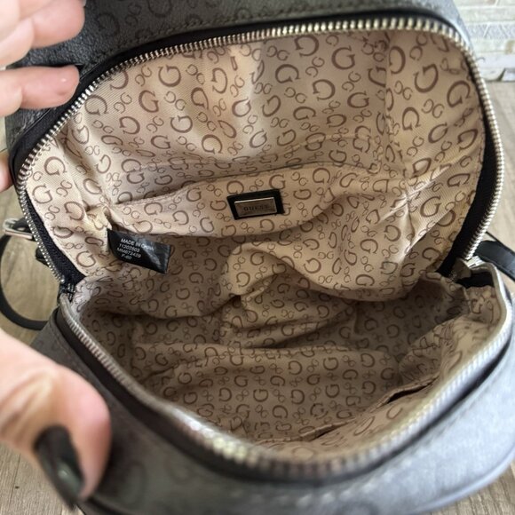 Guess Black Grey Signature Two-Tone Color Mini Backpack Purse front Pocket - Picture 8 of 8